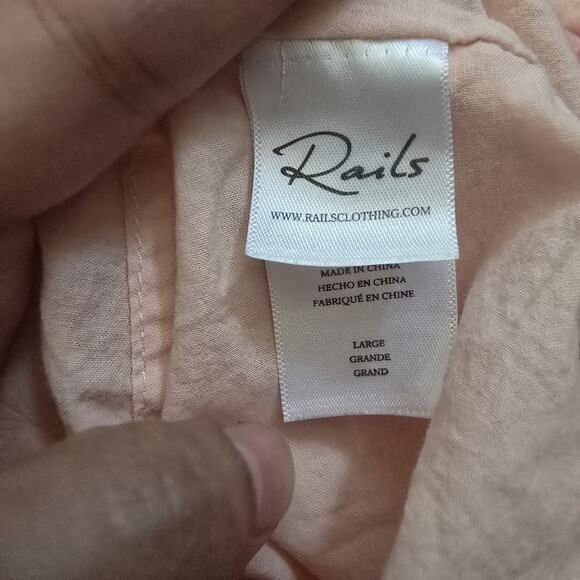 Rails Women's Sz Large Sadie Stripe Linen Dress Babydoll Tier Y2k Beach Smocked - Picture 5 of 7